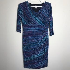 Anne Klein blue purple abstract dress 14
